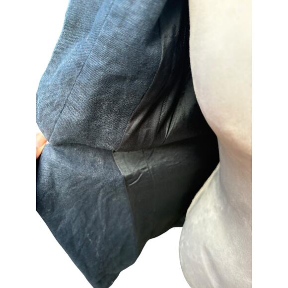 AYR The Coup Navy 100% Linen Notched Open Front Blazer Jacket - 0 - Picture 7 of 10